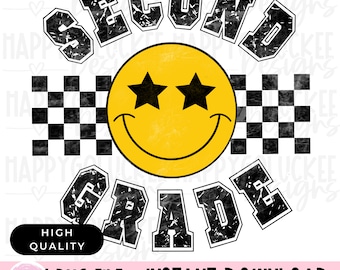 Second Grade PNG, Retro Distressed png, Teacher Tshirt, Back to School, DTF and Sublimation printing, Gifts for her, 2nd grade