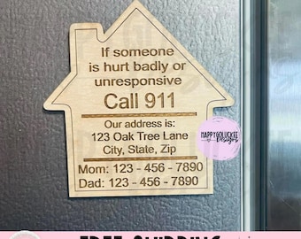 Emergency Magnet / Fully Engraved/ Contact Information/ In case of Magnet / Perfect for Babysitter/ Every home needs. Safety Magnet