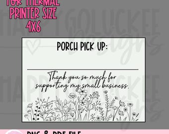 Digital Thermal Printer Label, Porch  Pick up Label,Spring Label For Small Business, Instant download, Pick up order labels
