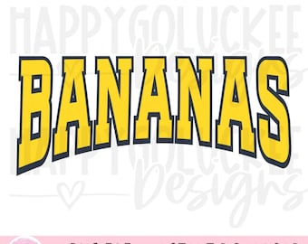 Bananas PNG, Varsity Font, Let's Go Bananas, Sports fan, Perfectt for sublimation and Dtf printing, Banana lover png, digital download
