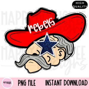 Red Navy Rebels PNG, Colonel Mascot, Preppy Mascot Digital download, School Spirit, School Mascot, Rebels with Stars, Hand drawn