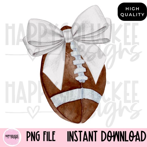 Football and Bow png, Coquette watercolor football, Preppy Mama png, Sports, Trendy, Girly Girl Aesthetic White bow png, digital download