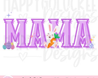 Mama Easter theme PNG, Lilac with Easter bunny and eggs, digital download, great for dtf and sublimation, Happy Easter, Mama PNG