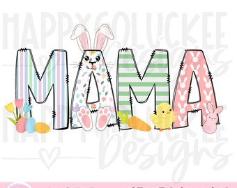 Mama Easter PNG, Pastel Easter Mama, Custom Easter Digital Download, Happy Easter, Easter Bunny and Floral png
