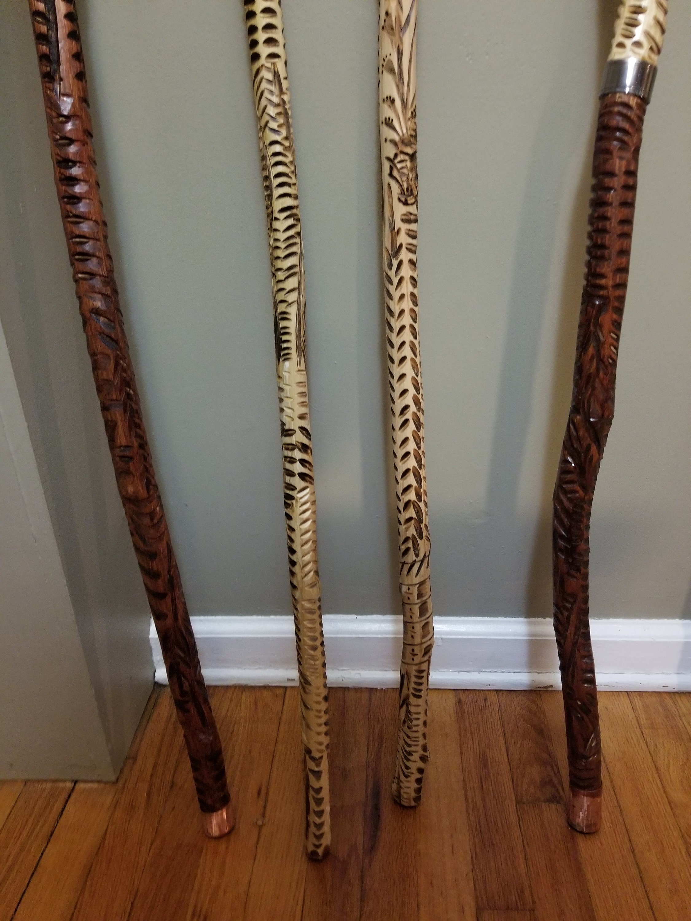 Walking Stick Handmade Woodburned Art With Leather Wrist Etsy UK