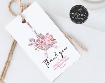 Paris birthday Flower Stickers PARIS Paris Bridal Shower Thank You Card Personalized Gift French Baby Shower Paris Greeting Cards