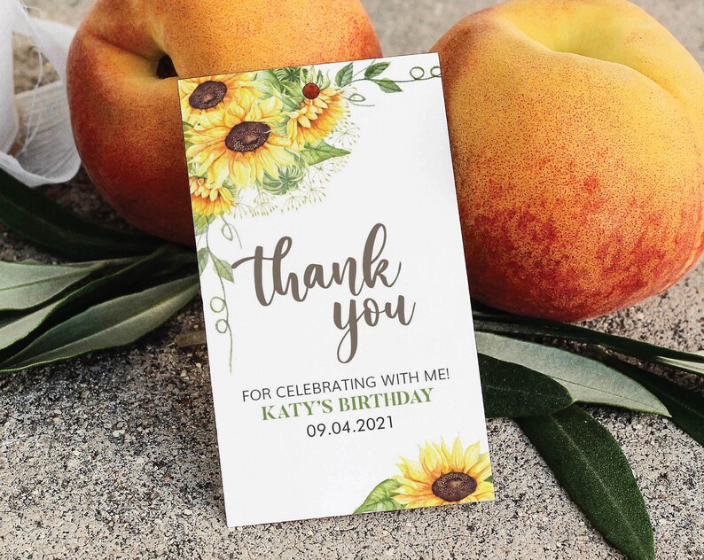 Sunflower Gift Tags Sunflower Tags Rustic Gift Tags Floral Thank you Tags Sunflower Wedding Favors Tags Bridal Shower Favors