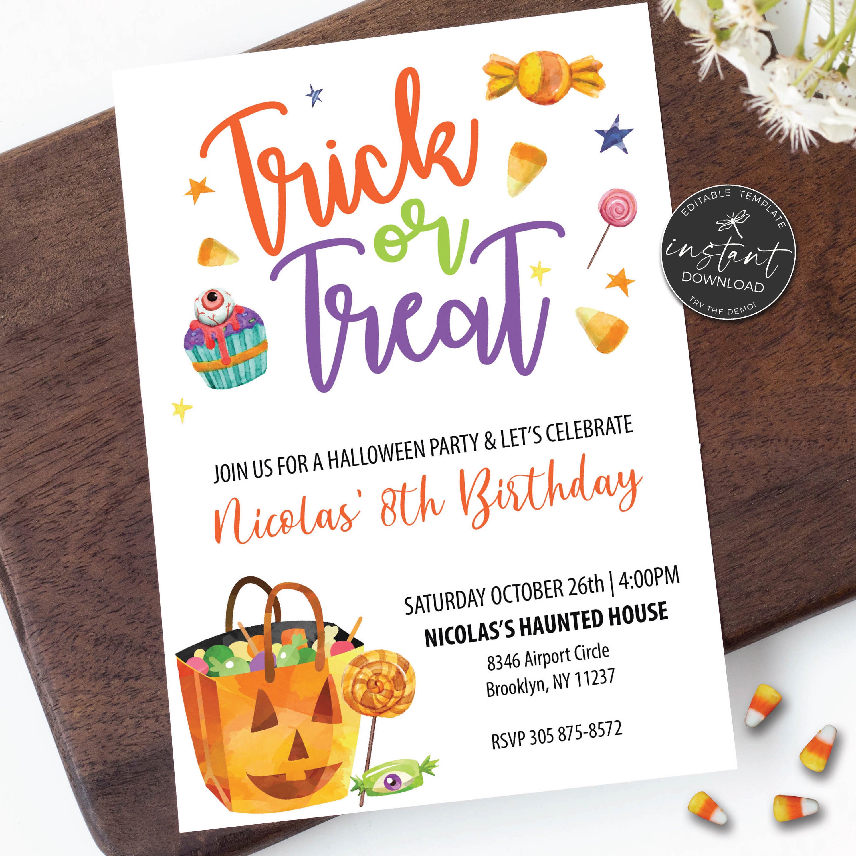 Trick or Treat Halloween Invitation Sweets Invitation for Etsy