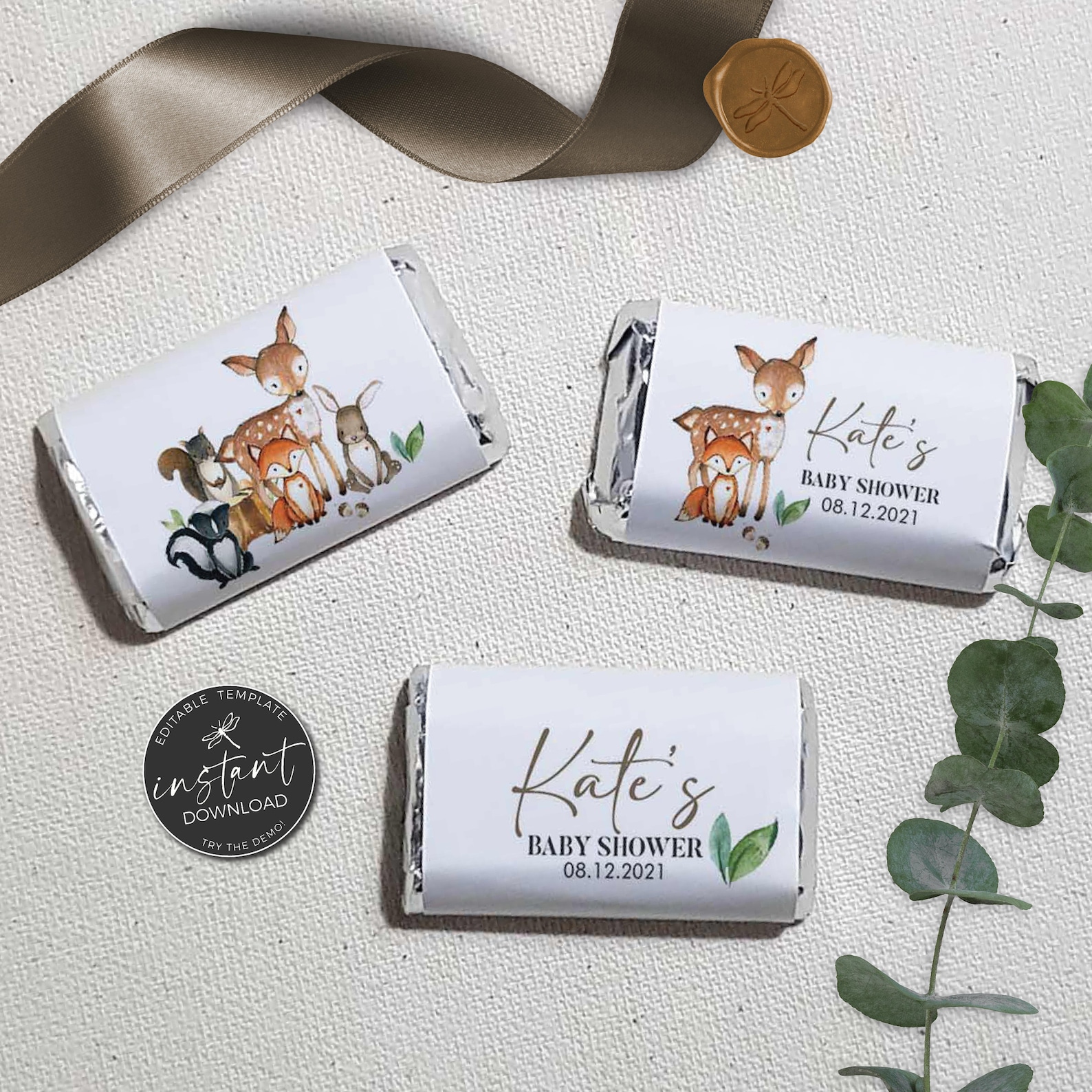 Woodland baby shower favors Greenery woodland favors Gender Etsy