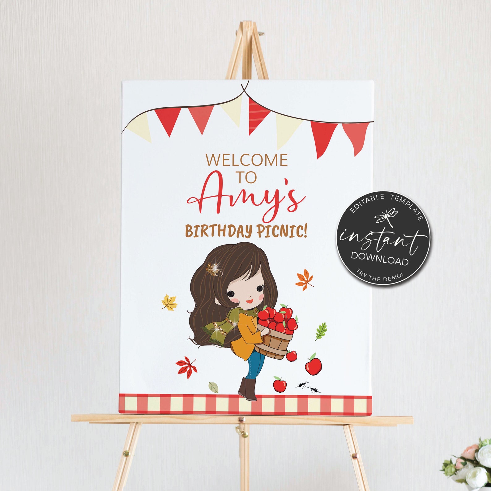 Printable Picnic Welcome Signs Red Picnic Birthday Custom | Etsy