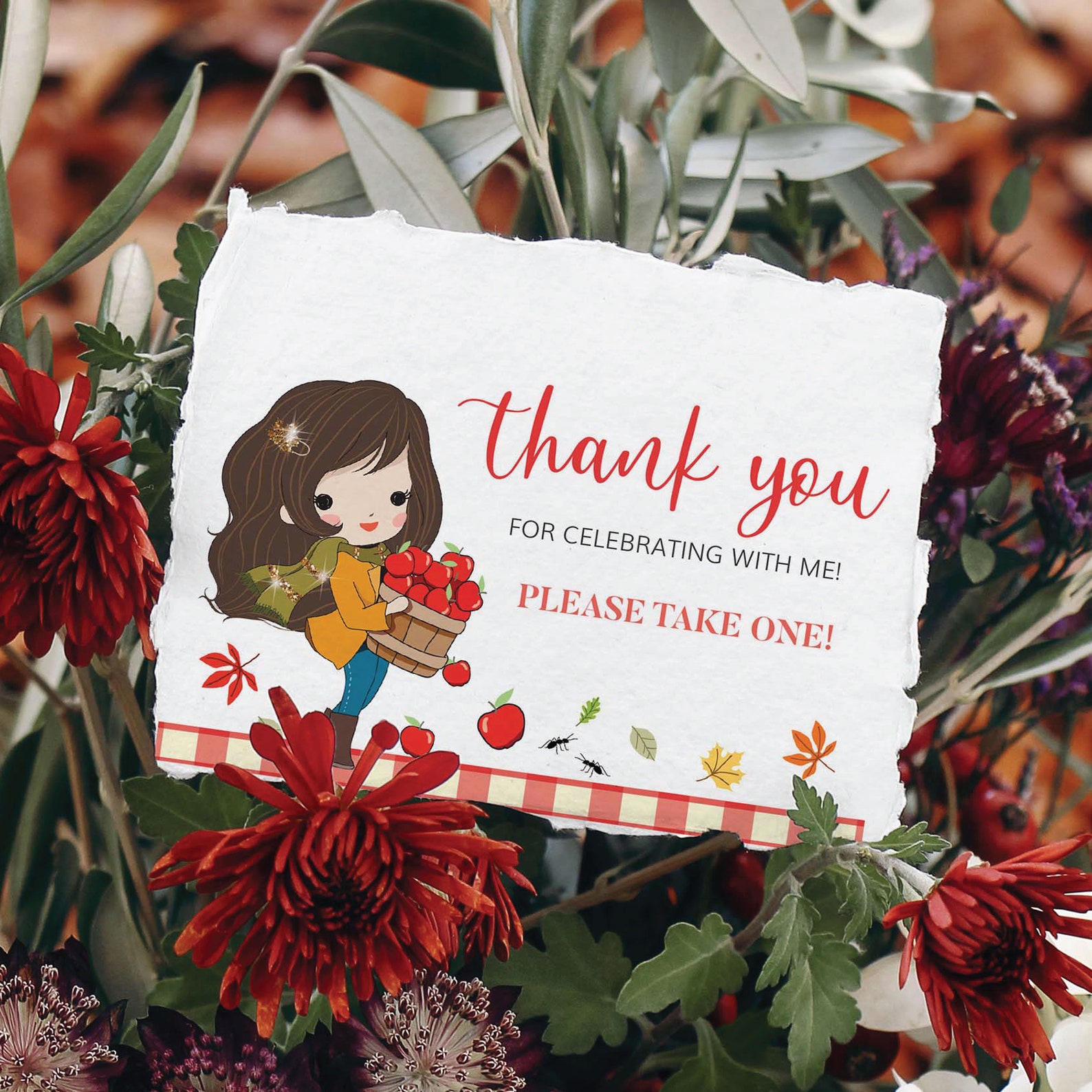 Set of 2 Printable Picnic Thank You Cards Red Picnic Tag Etsy