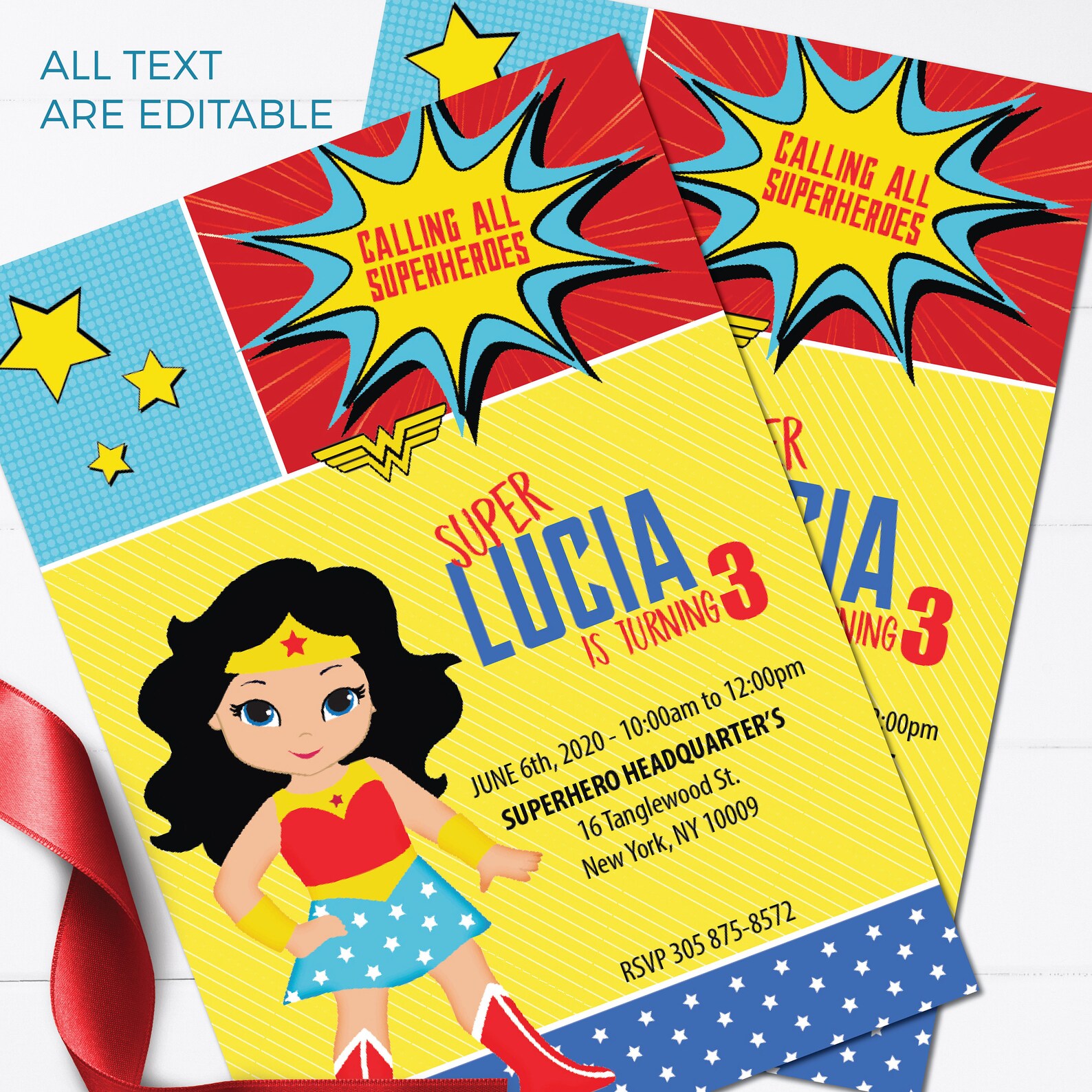 Wonder Woman Invitation Personalized Superhero Invitation | Etsy