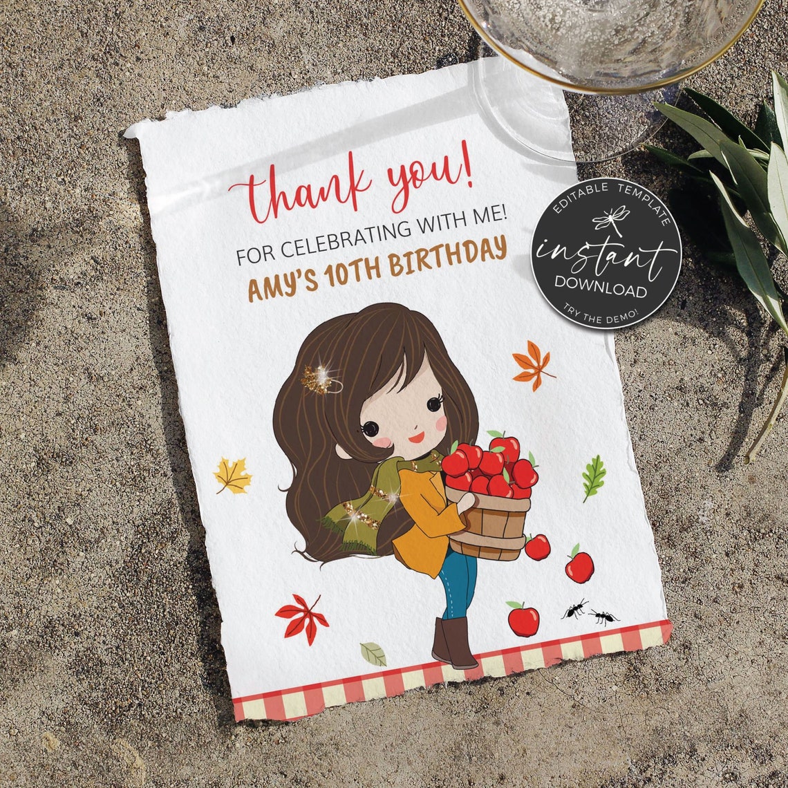 Set of 2 Printable Picnic Thank You Cards Red Picnic Tag Etsy