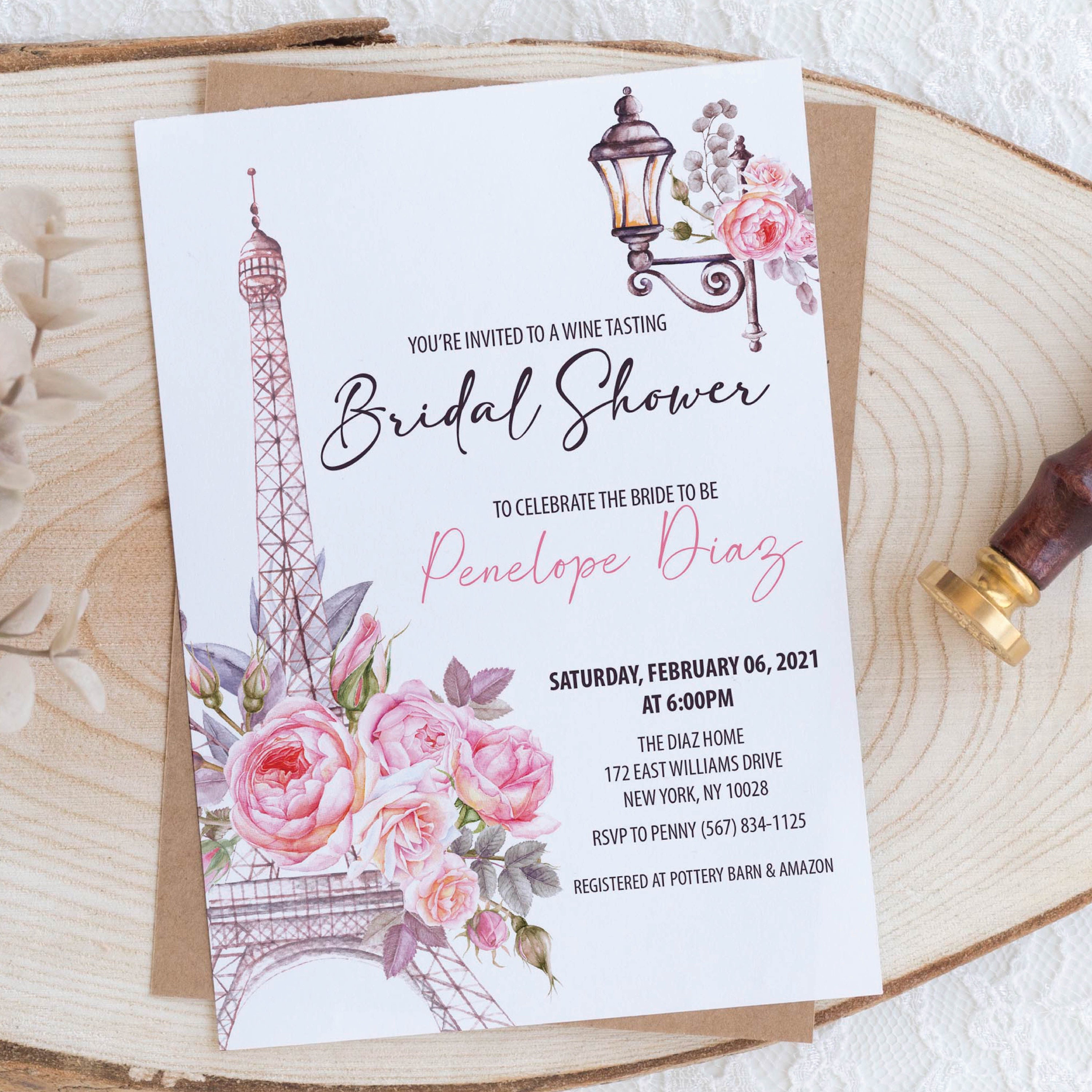 Paris Bridal Shower Invitation Rose Paris Invitation French Etsy