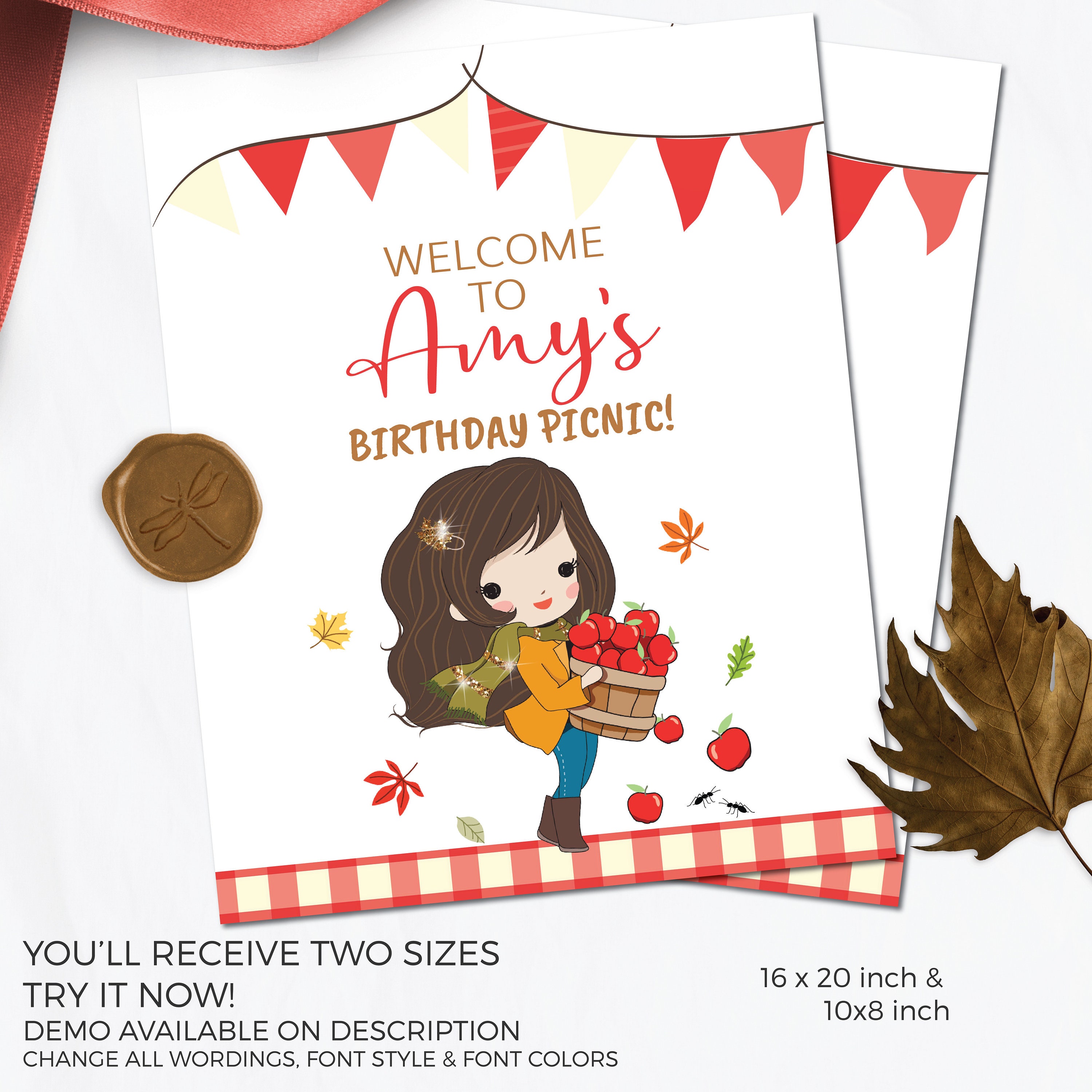 Printable Picnic Welcome Signs Red Picnic Birthday Custom | Etsy