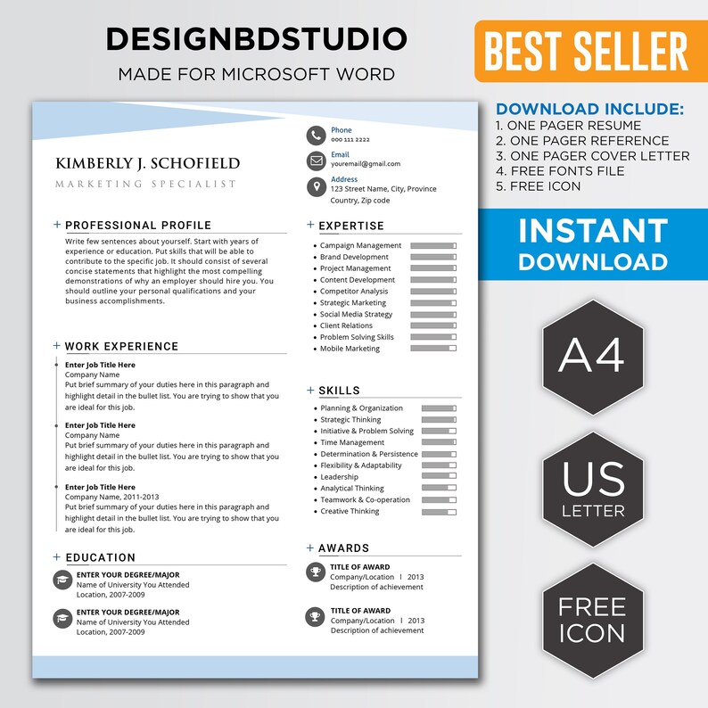 Paper Party Supplies Resume Templates Modern One Page Cv Cv Template One Page Resume Design Modern Resume Resume Word Professional Resume Creative Resume Resume Template