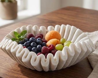 15-inch marble fruit bowl – draped style / floral pattern
