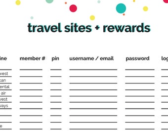 Travel + Rewards Account Printable