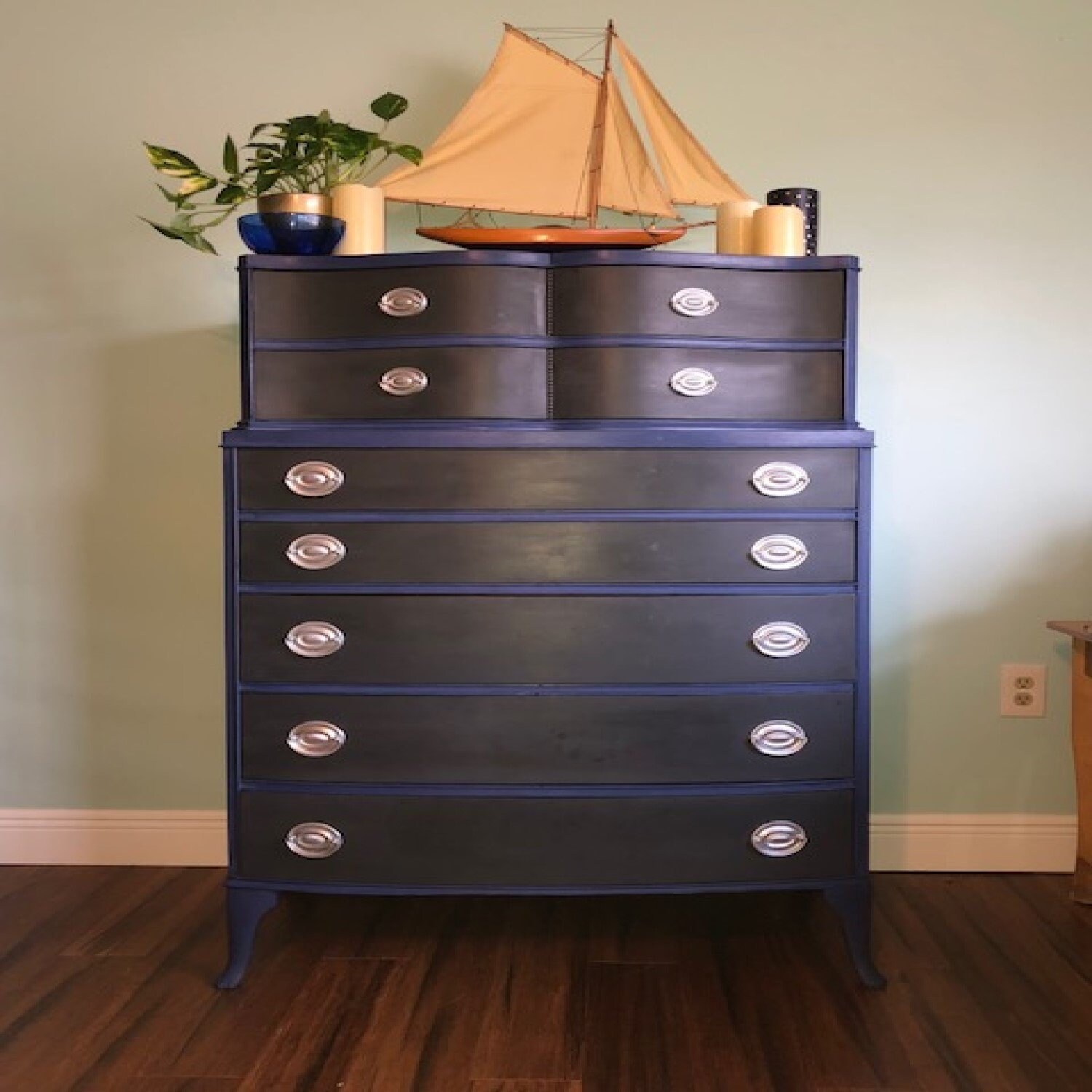 Handpainted Antique French Provincial Highboy Chalk Painted Etsy