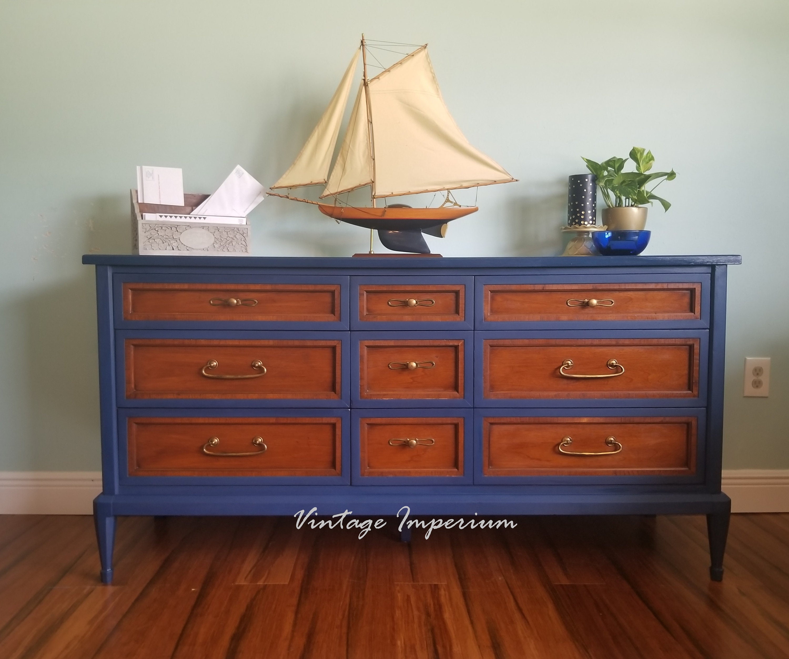 Mcm White Fine Furniture Co Chalk Painted Blue Butternut Etsy