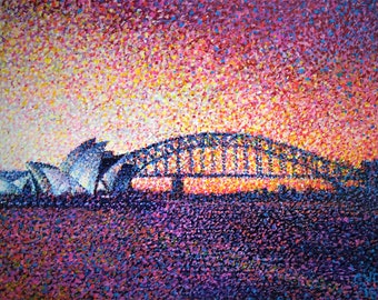 Custom Pointillist landscape painting, painted from your photo. Commission painting from photo. Photo to painting original artwork