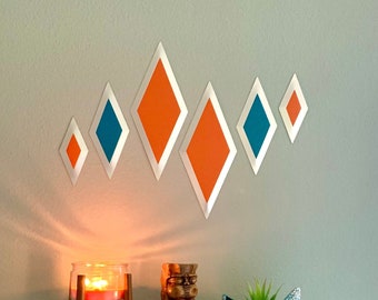 Diamond Wall Sconce Set Mid Century Modern Atomic 1950s 1960s Kitsch Accent Accessory Art