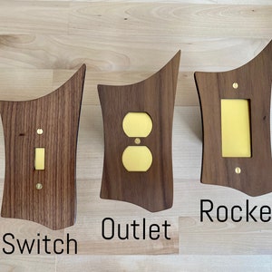 Arbor Walnut Wood Light Switch Covers Mid Century Modern Wall Plate MCM Atomic Surplus