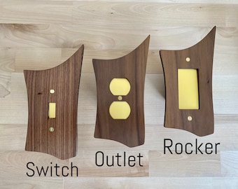 Arbor Walnut Wood Light Switch Covers Mid Century Modern Wall Plate MCM Atomic Surplus