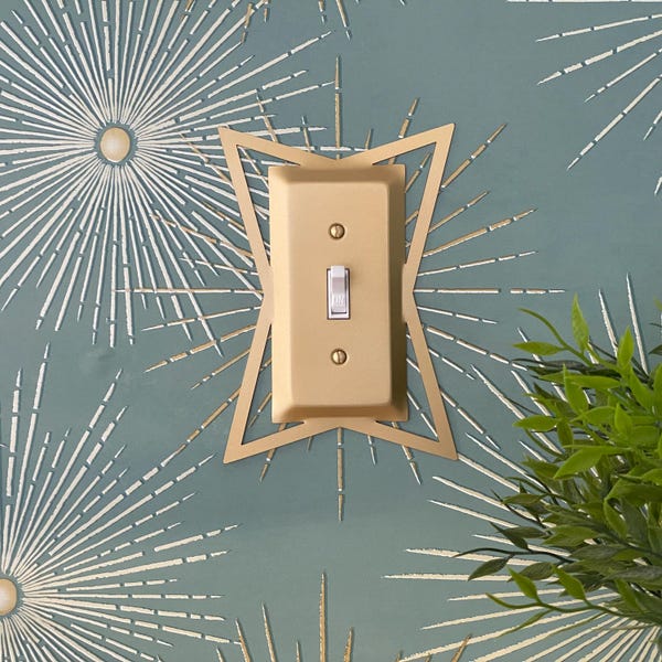 Interruptor de luz y tapa de tomacorriente TELSTAR con diseño atómico de mediados de siglo pintado