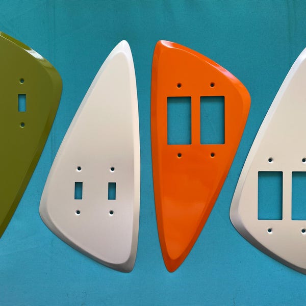 Placa de pared con interruptor de luz doble Atomico DeLuxe de mediados de siglo, estilo atómico