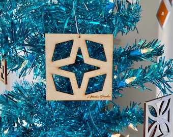 Breeze Block Ornaments Blastoff Pattern, MCM, Mid Century Modern Christmas Decor