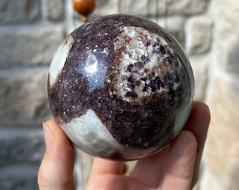 natural lepidolite sphere - polished lepidolite crystal ball