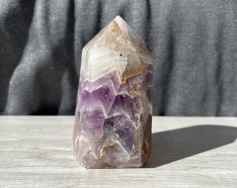 Amethyst tower - Natural amethyst crystal generator - Polished amethyst obelisk - Genuine purple amethyst stone - third eye chakra crystals