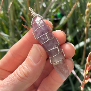 Auralite 23 pendant - Handmade crystal jewelry - Wire wrapped crystal