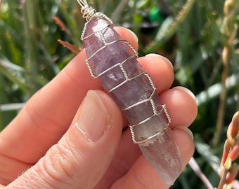Auralite 23 necklace, wire wrapped pendant