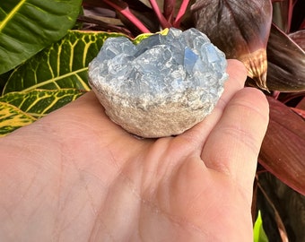 Natural Celestite Cluster - Throat chakra stone - Deep Blue Celestite Geode, Large Raw Celestite Cluster, Rough Celestine Geode