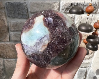 natural lepidolite sphere - polished lepidolite crystal ball