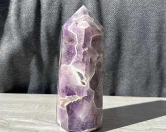 Amethyst tower - Natural amethyst crystal generator - Polished amethyst obelisk - Genuine purple amethyst stone - third eye chakra crystals