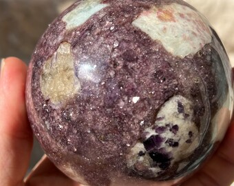 natural lepidolite sphere - polished lepidolite crystal ball