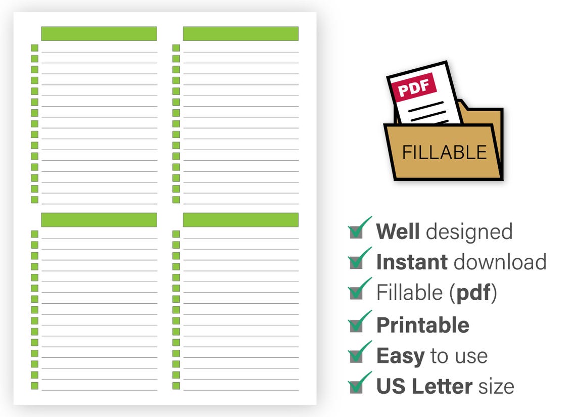 6 Blank Checklist Templates - Editable & Printable - Minimalist To-do ...