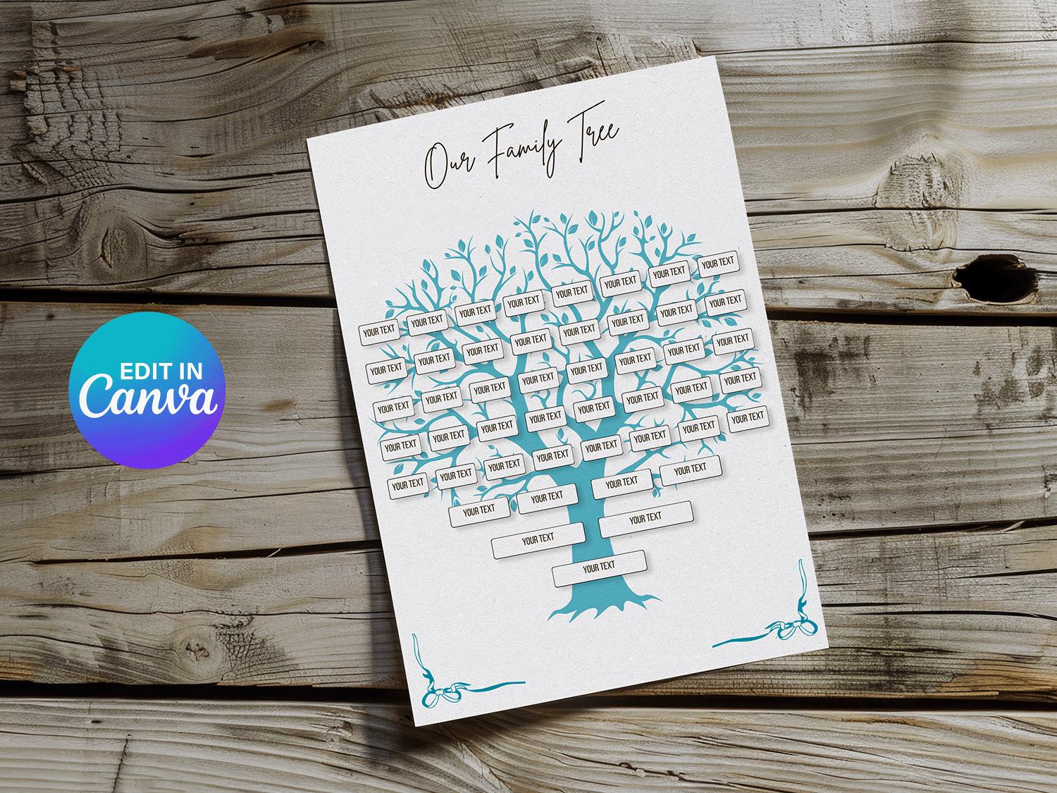 Editable Family Tree Template, Canva Genealogy Chart, Custom Ancestry ...