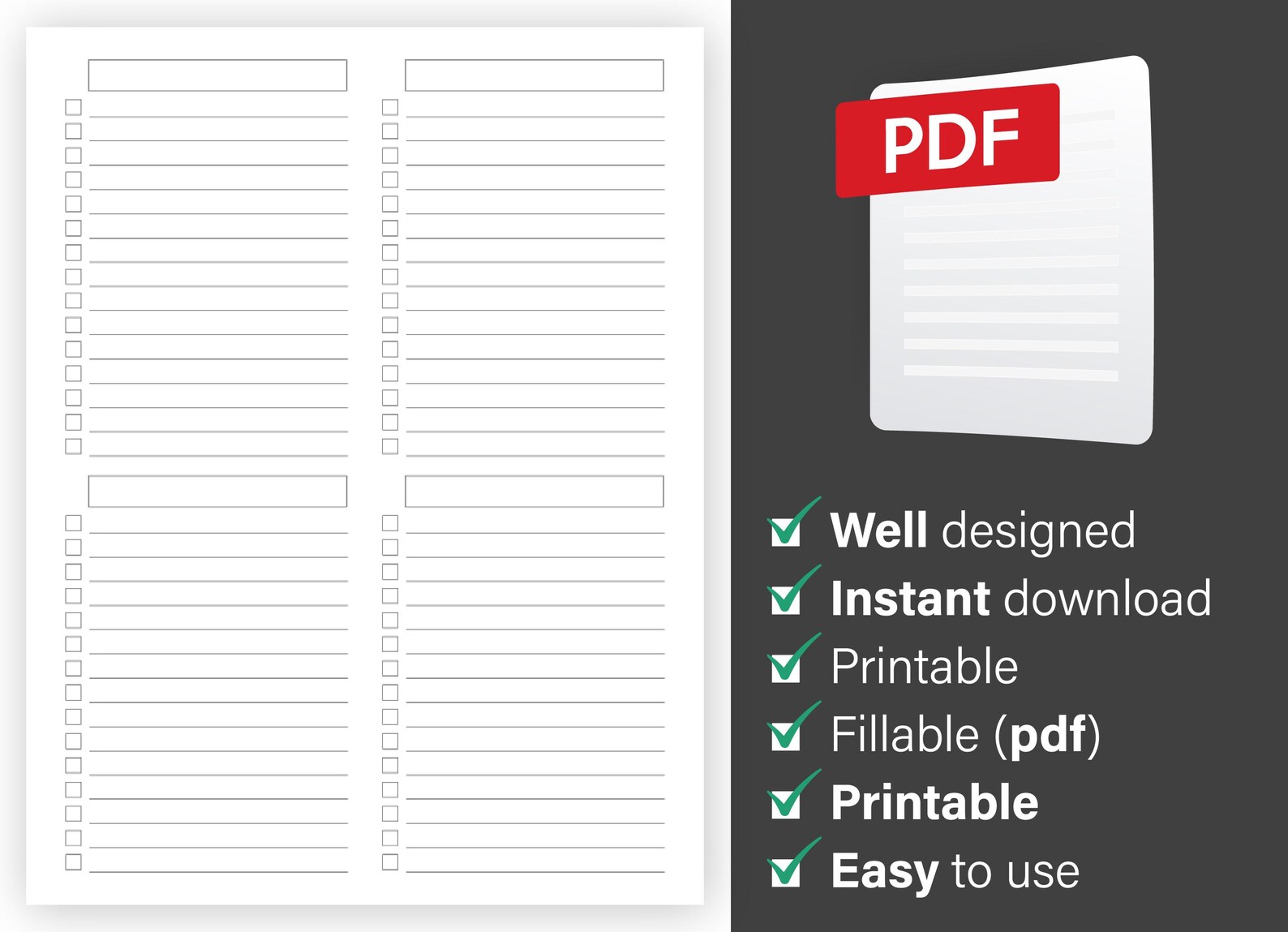 6 Blank Checklist Templates - Editable & Printable - Minimalist To-do ...