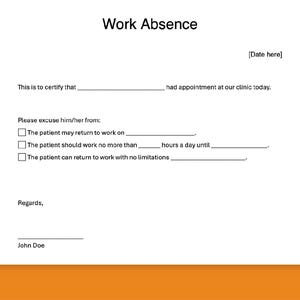 Work Absence Editable, Fillable Doctor Excuse Note, Fillable Doctor ...