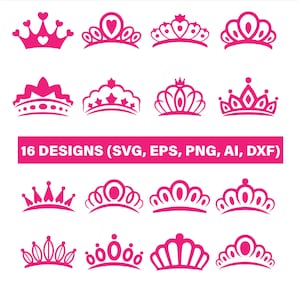 Tiara Svg, Crown Svg, Princess Crown Svg, Svg, Cute Svg, Crowns Svg, Cricut Design Space, Silhouette Studio, Cut Files, Wedding Svg,