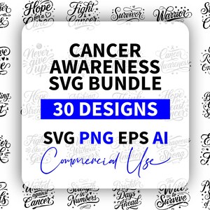 Cancer Awareness SVG Bundle, Breast Cancer Cut Files, Pink Ribbon Vector, Cricut, Silhouette, Commercial Use, Breast Cancer Svg, Cancer Svg,