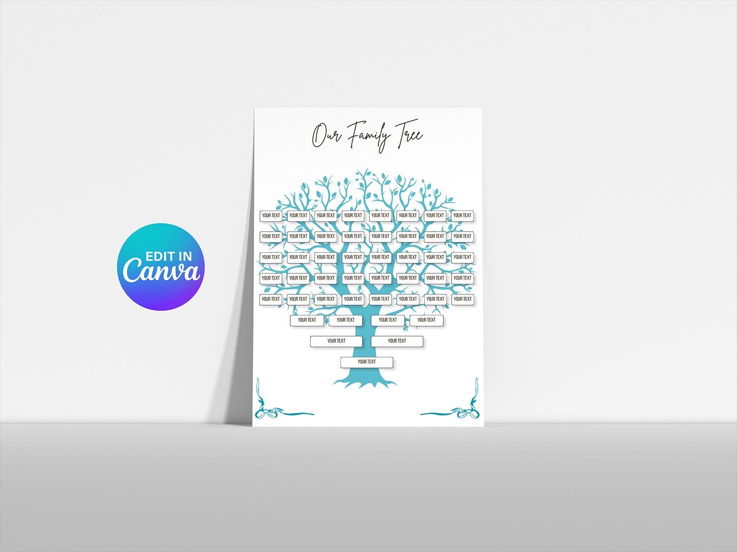 Editable Family Tree Template, Canva Genealogy Chart, Custom Ancestry ...