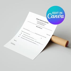 Editable Doctor Excuse Note, Fillable Work Absence Form, Canva School ...