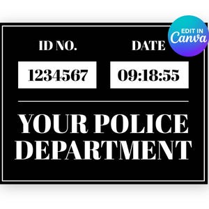 Cartel editable con foto policial - Plantilla de Canva - Accesorio para fiesta temática de policías - Tamaño A4/Carta EE. UU. (Descarga instantánea)