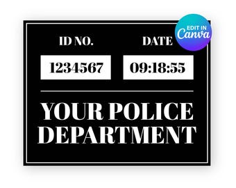 Cartel editable con foto policial - Plantilla de Canva - Accesorio para fiesta temática de policías - Tamaño A4/Carta EE. UU. (Descarga instantánea)