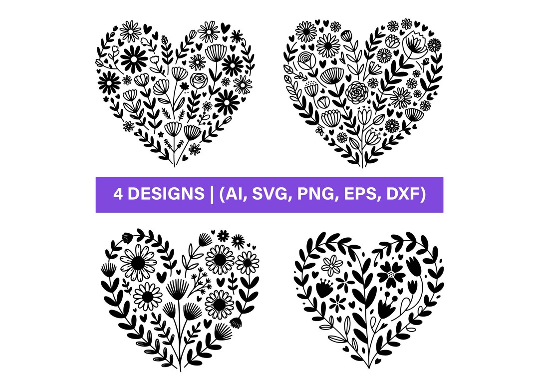 Flower Heart Svg, Flower Svg, Heart Svg, Floral Svg, Heart Wreath Svg ...